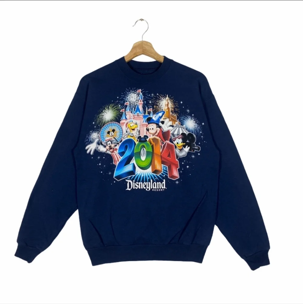 Vintage 2014 Disneyland Resort Sweatshirt, Large Unisex Adult Navy